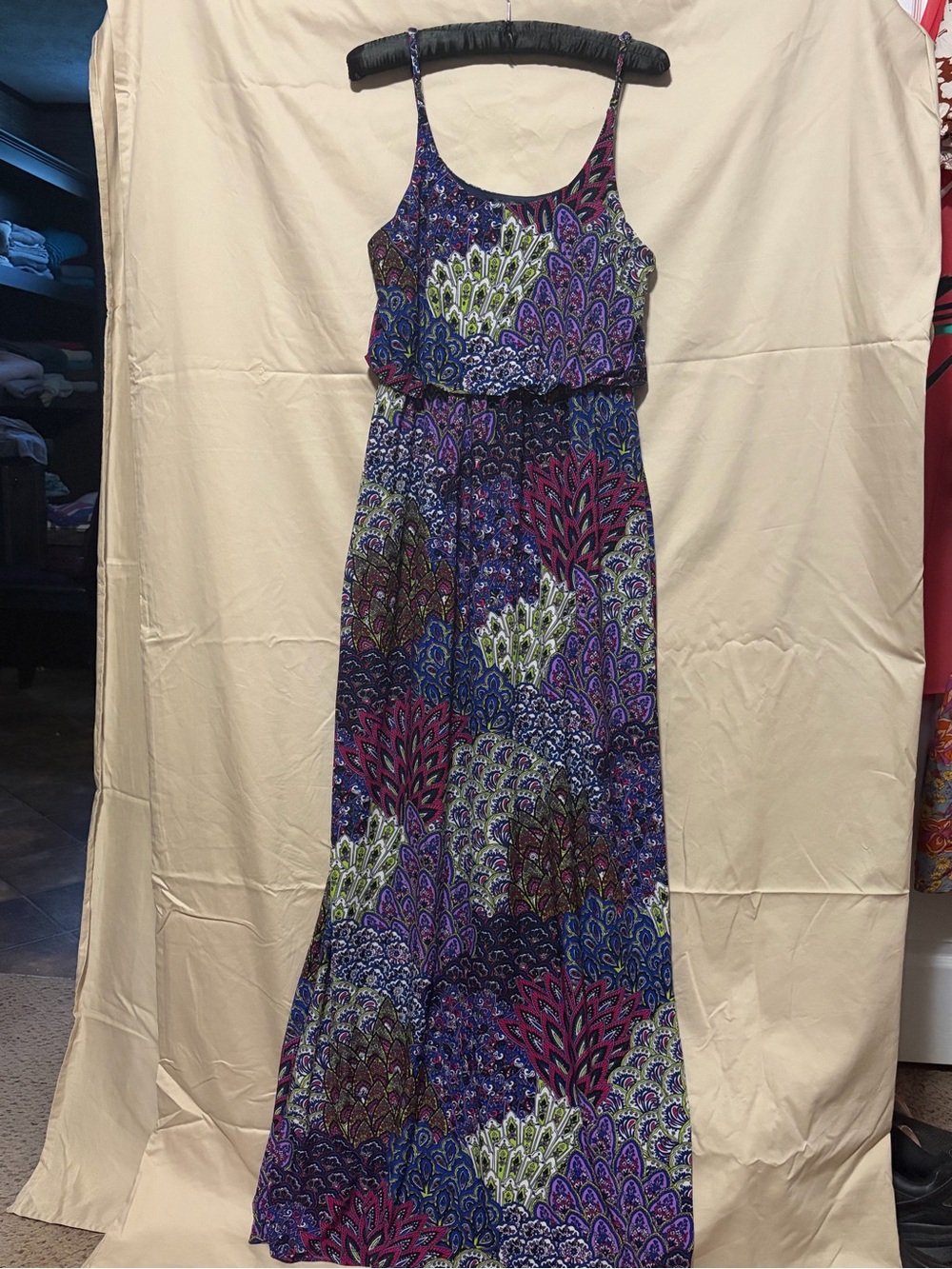 5th & Love Purple and Blue Paisley-Print Spaghetti Strap Maxi Dress